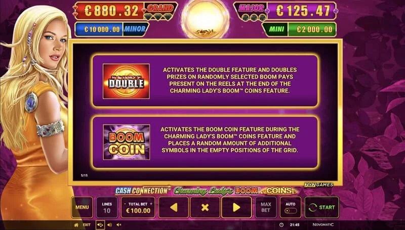 Cash Connection - Charming Lady's Boom Coins - Boom Coin dính với hệ số nhân